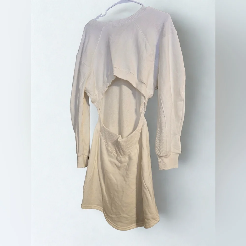 Lg sweatshirt dress  open back design, loose fit on top part ribbed round NWT - Picture 2 of 7